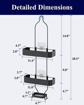 Bottom rack keeps soaps and sponges within reach.