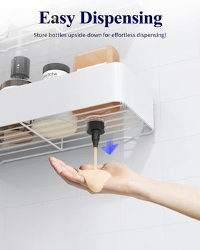 Kitsure large capacity shelves hold shampoo, conditioner, and cleansers