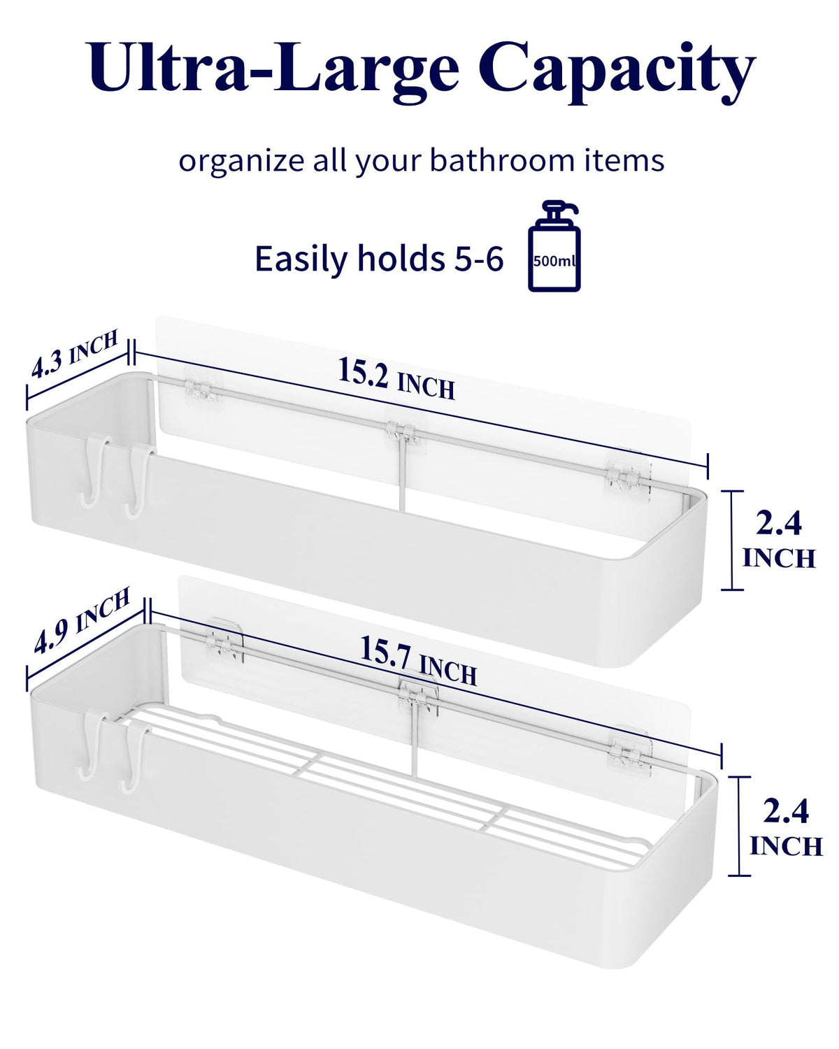 Kitsure rustproof metal shelves in a bathroom shower demonstrate durability.