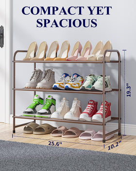 Kitsure shoe rack side view highlights sturdy 3-tier design for daily use