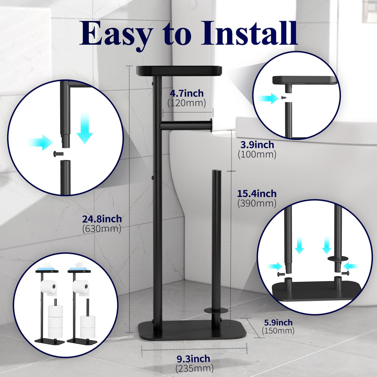 Kitsure anti-slip base keeps the stand steady on wet floors.