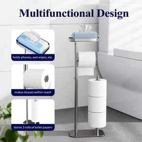 Kitsure chrome silver finish toilet paper holder resists tarnish and deformation.