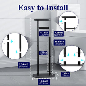 Kitsure toilet paper holder with storage shelf keeps phone and small items dry and nearby.