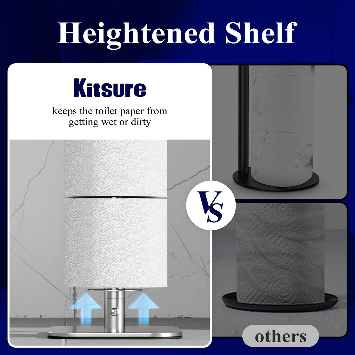 Kitsure storage shelf on the stand keeps phone and small items within reach.