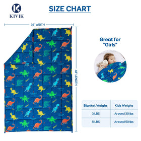 Kivik 3lb weight blue dinosaur pattern helps kids relax during quiet time