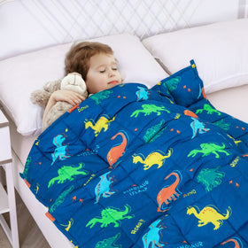 Kivik blue dinosaur weighted blanket 36x48 provides comforting warmth for bedtime