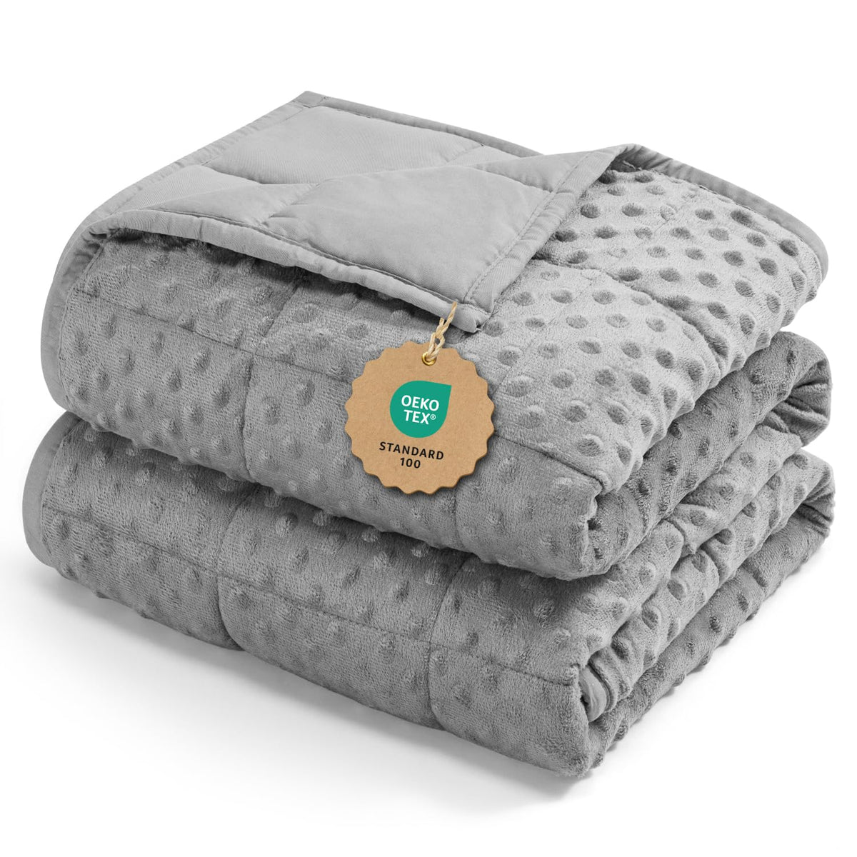 Kivik breathable weighted blanket close-up of soft grey fabric for cooling comfort