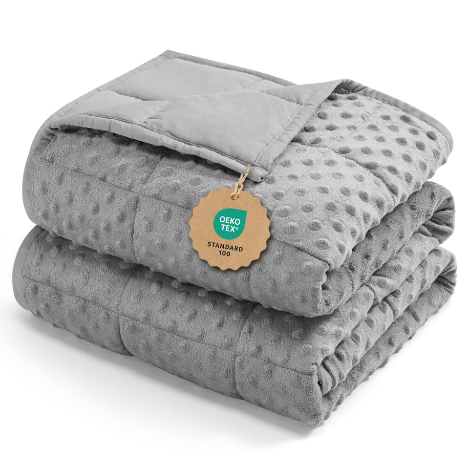 Kivik breathable weighted blanket close-up of soft grey fabric for cooling comfort