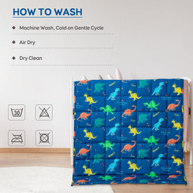 Kivik gift ready blue dinosaur weighted blanket for birthdays and holidays