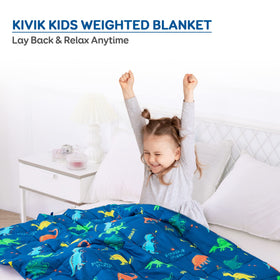 Kivik washable blue dinosaur weighted blanket for easy care