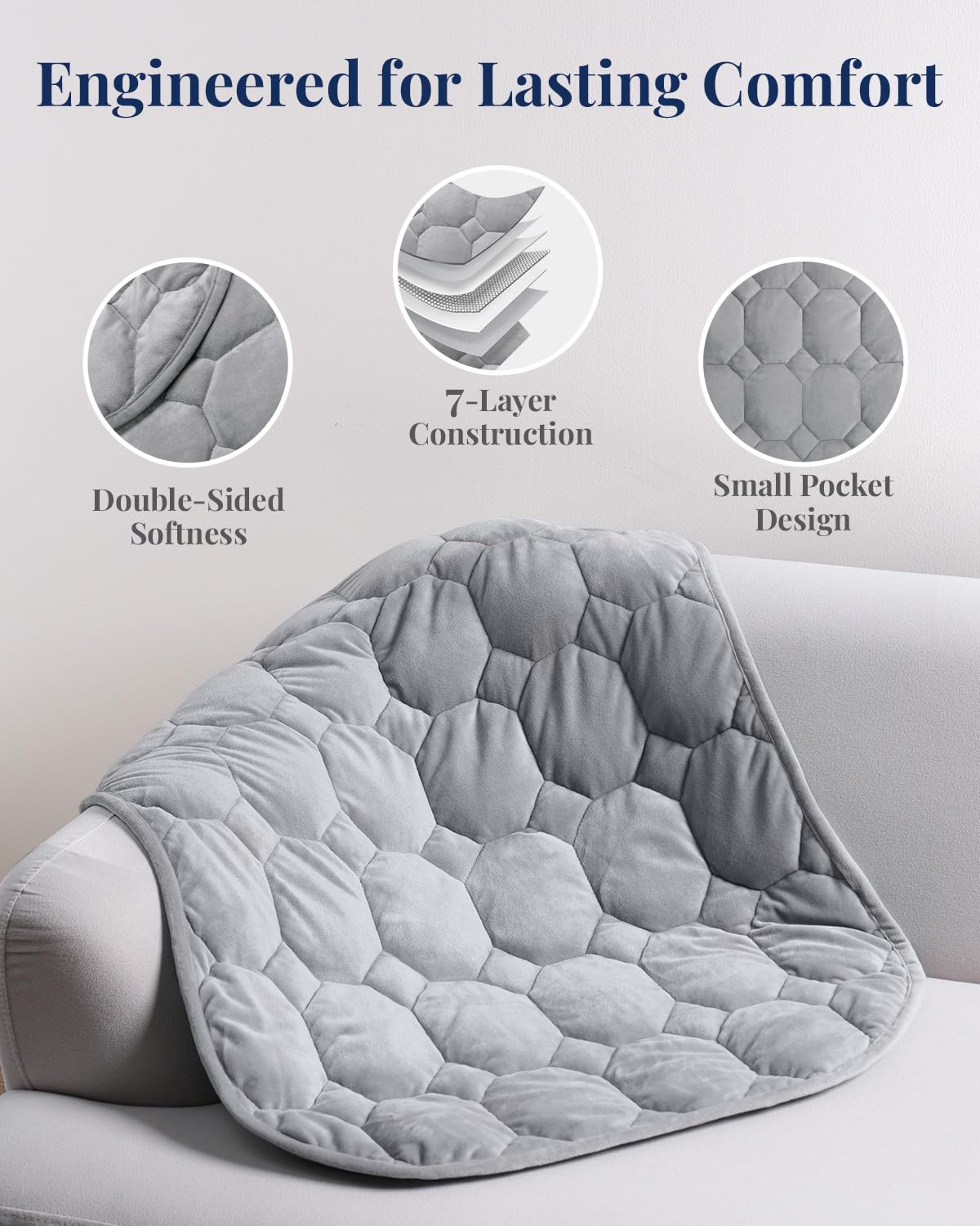Kivik weighted lap blanket double-sided velvet close-up highlighting soft texture.