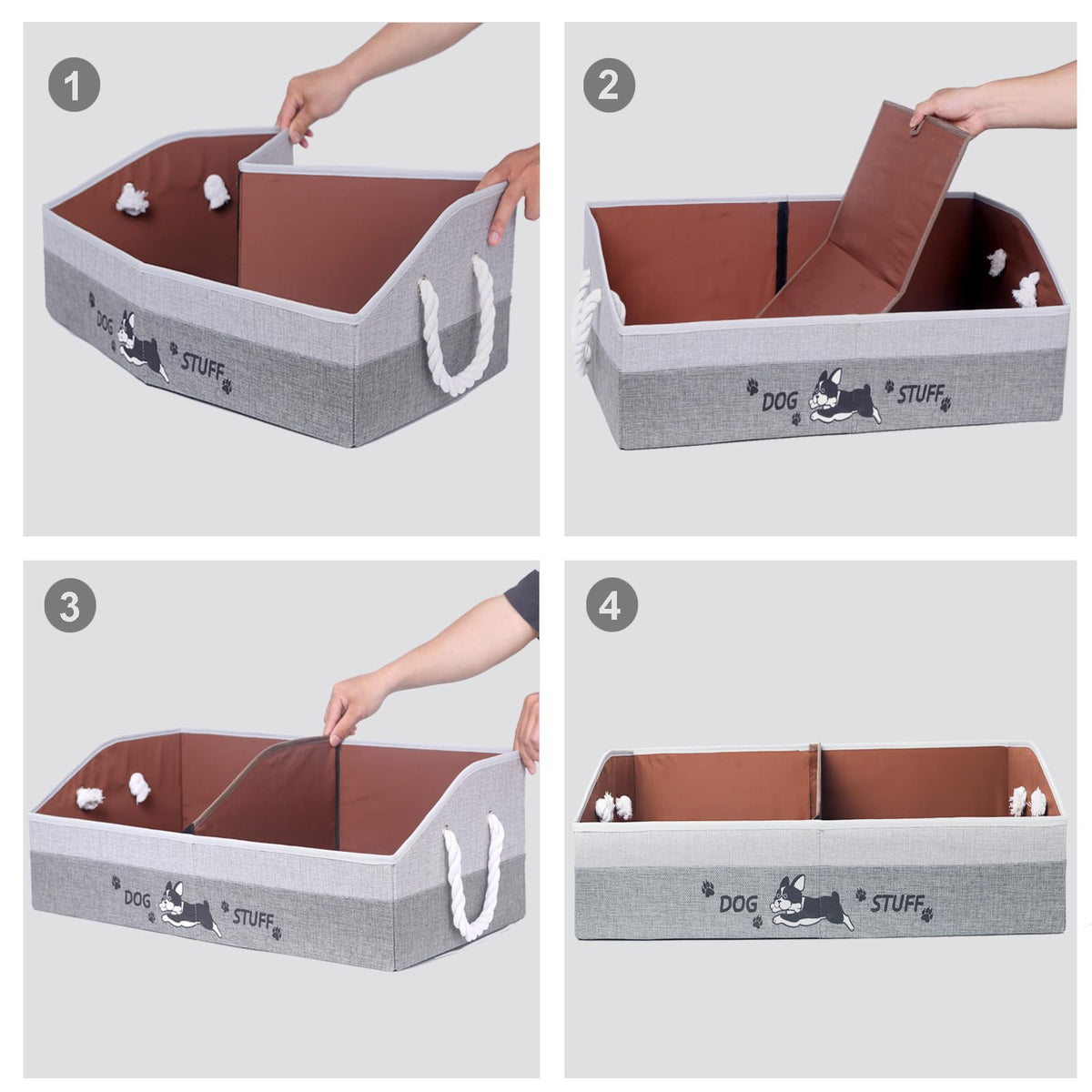 Kiviron folding toy storage box folds flat for compact storage.