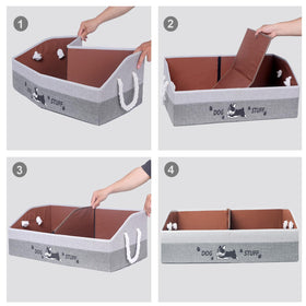 Kiviron folding toy storage box folds flat for compact storage.