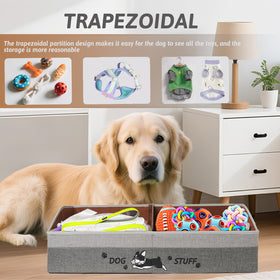 Kiviron front-pattern dog toy bin adds playful decor to rooms.