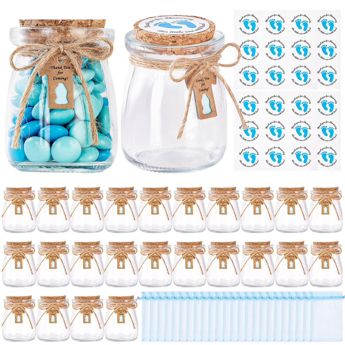 KIVIVO baby shower jar with cork lid for candy favors