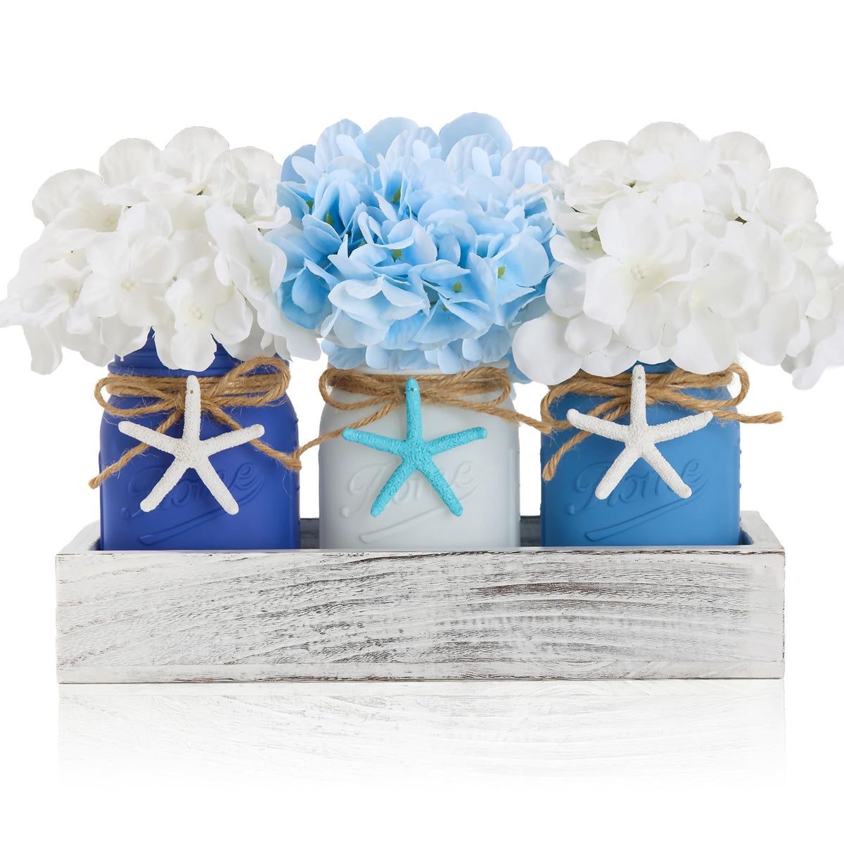 KIVIVO coastal mason jar centerpiece for summer table decor