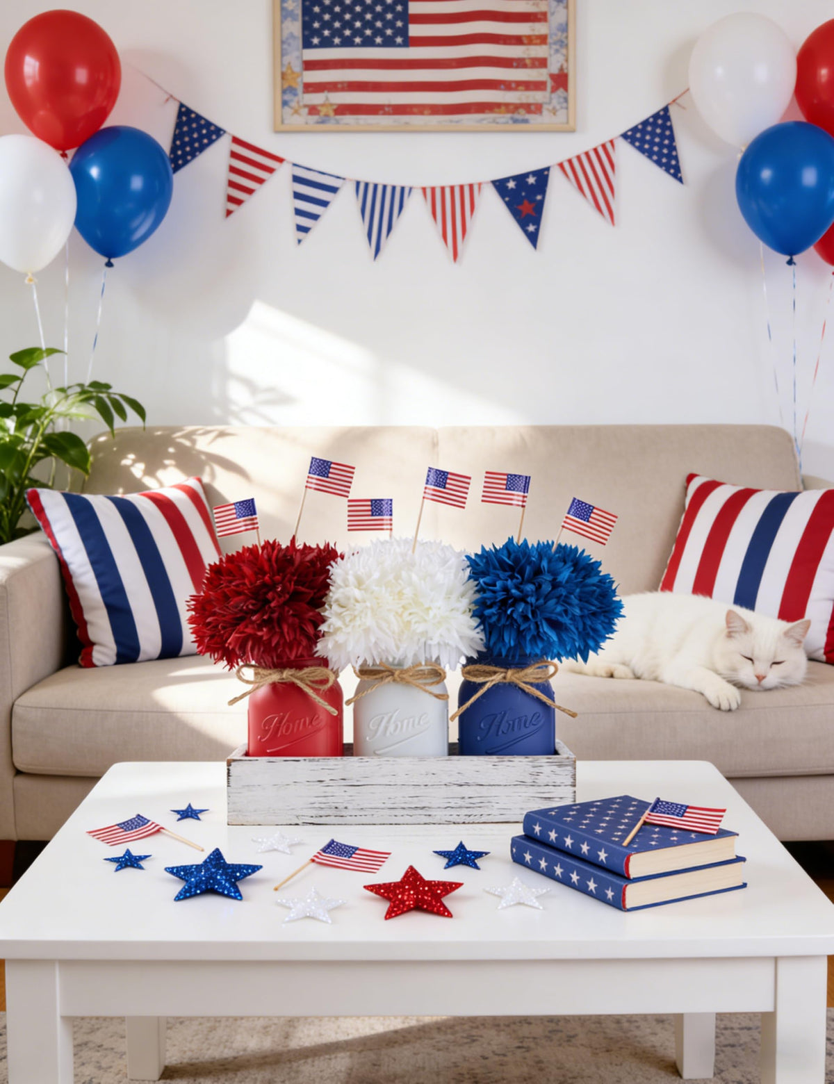KIVIVO Memorial Day and Independence Day decor enhances holiday ambience.