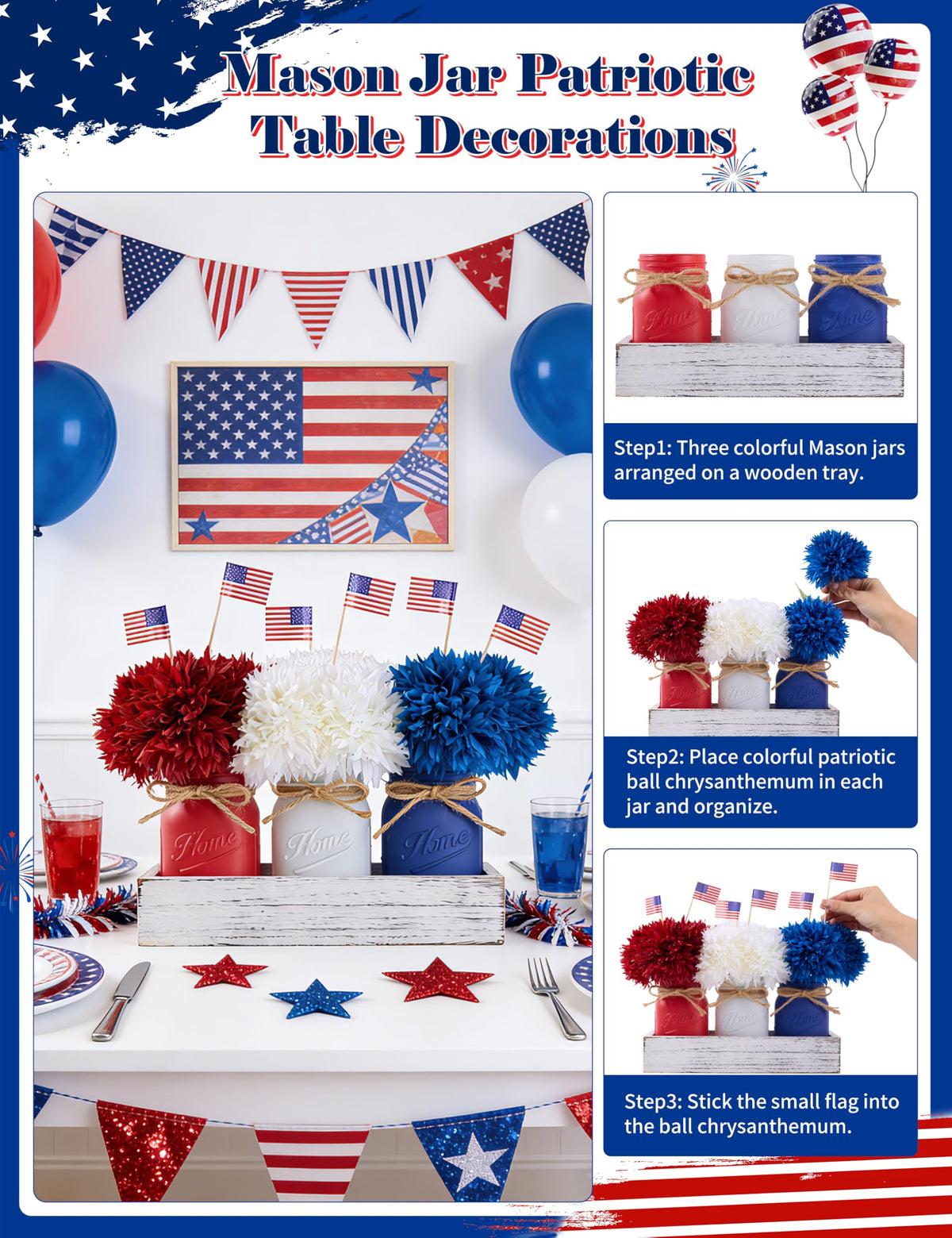 KIVIVO mini American flags add festive charm to gatherings.