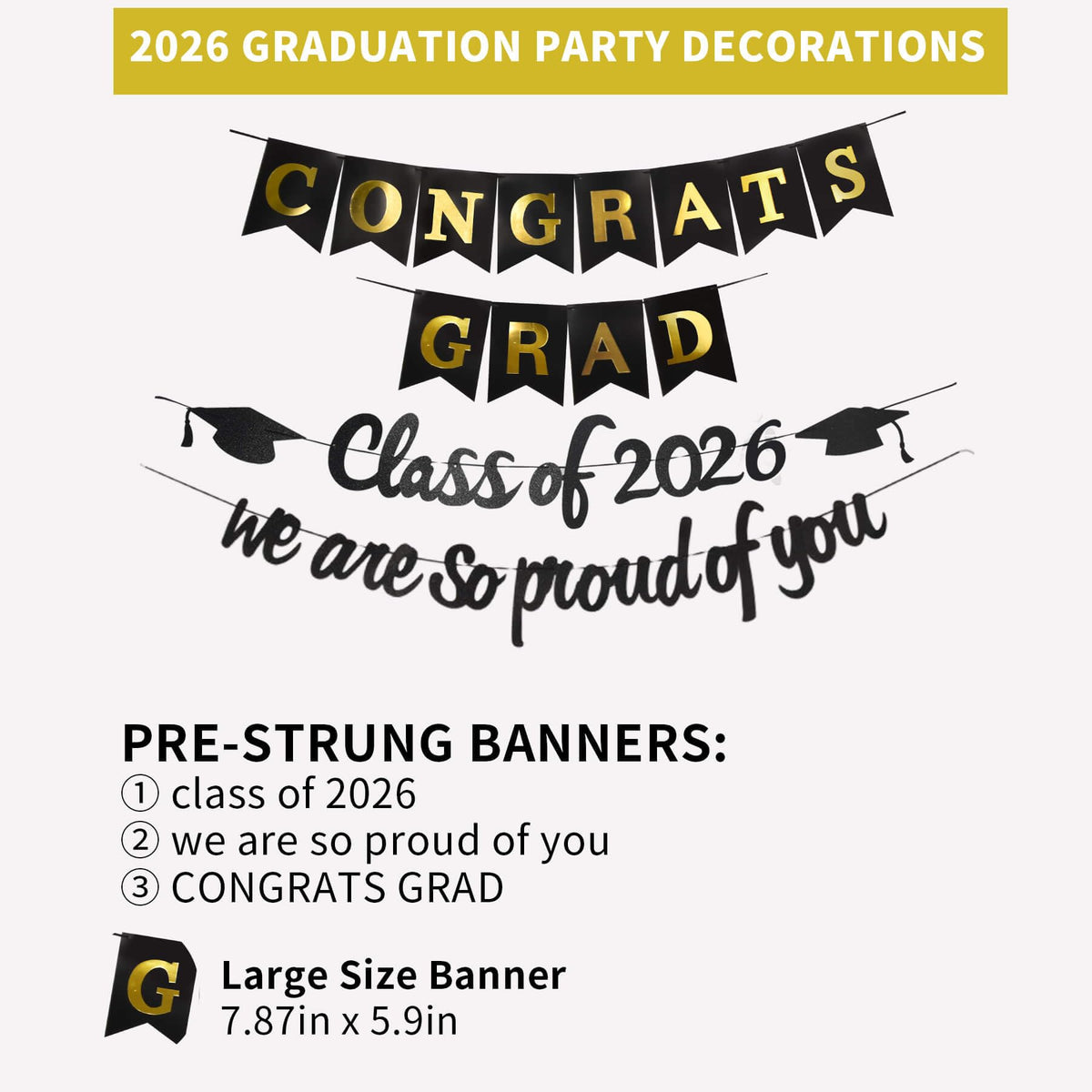 Kiwayo graduation banner class-of-2026 enhances the wall with a cohesive party vibe