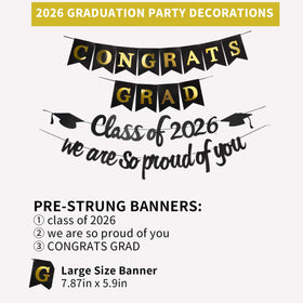 Kiwayo graduation banner class-of-2026 enhances the wall with a cohesive party vibe