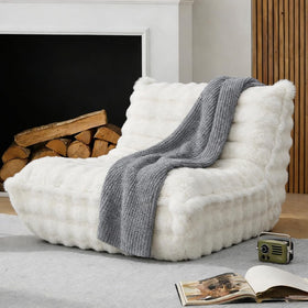 KKdema Bean Bag Chair with faux fur in white delivers ultra-soft comfort for lounging.