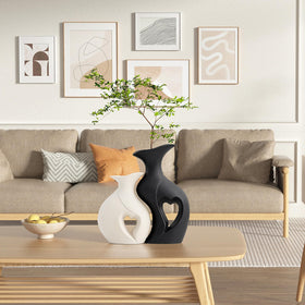 KKgoubz hollow heart vase highlighting minimalist Nordic style on a coffee table.
