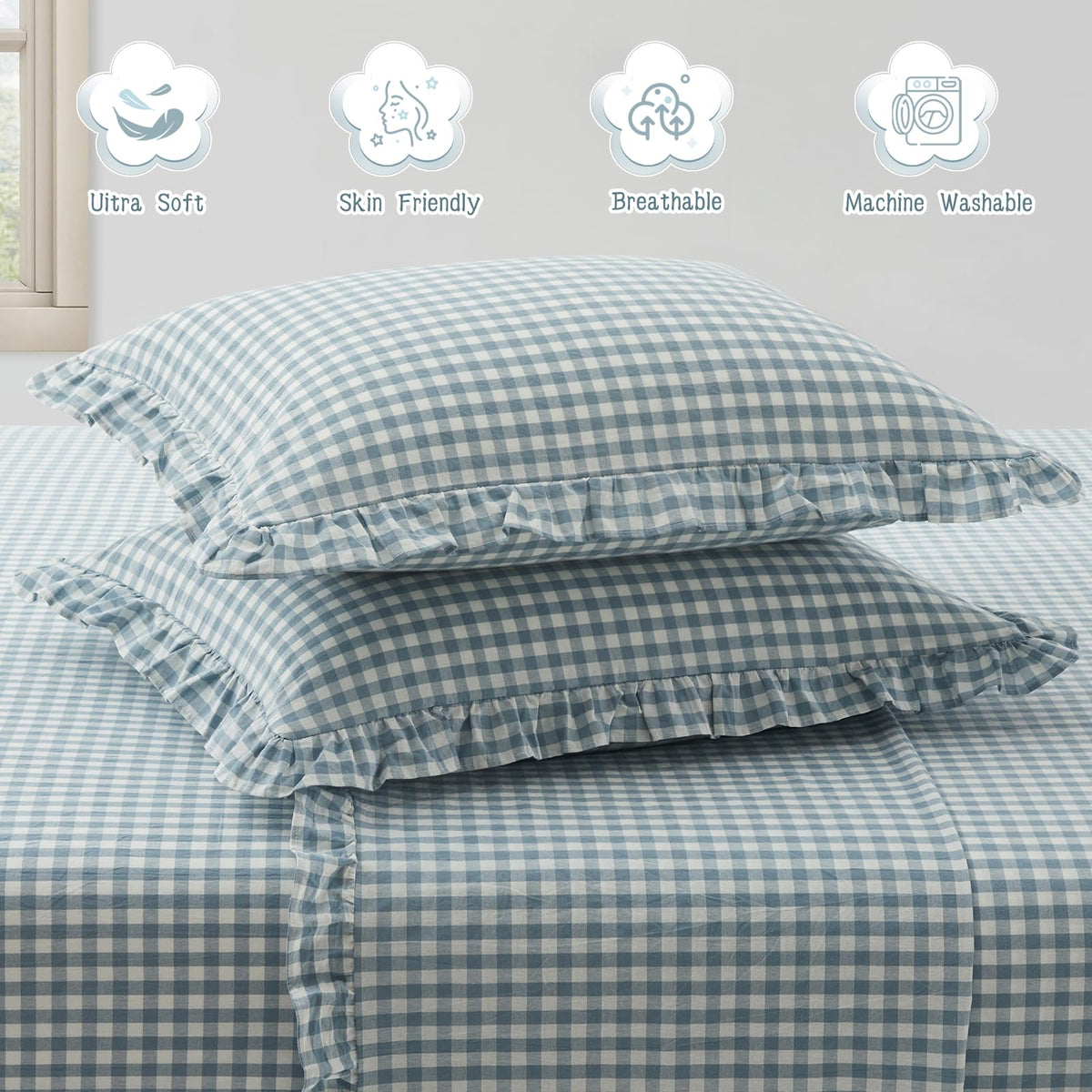 KKJIAF linen-like fabric pillow case arranged for a cozy living room look