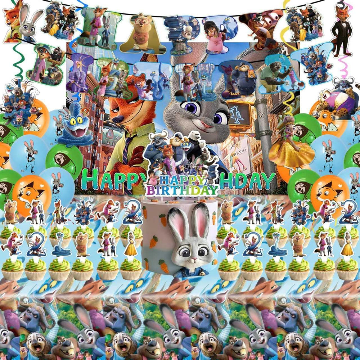KKOND Zootopia backdrop for birthday party photos and festive ambiance.