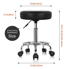 KKTONER round rolling stool with gas lift adjusts height for personalized positioning.