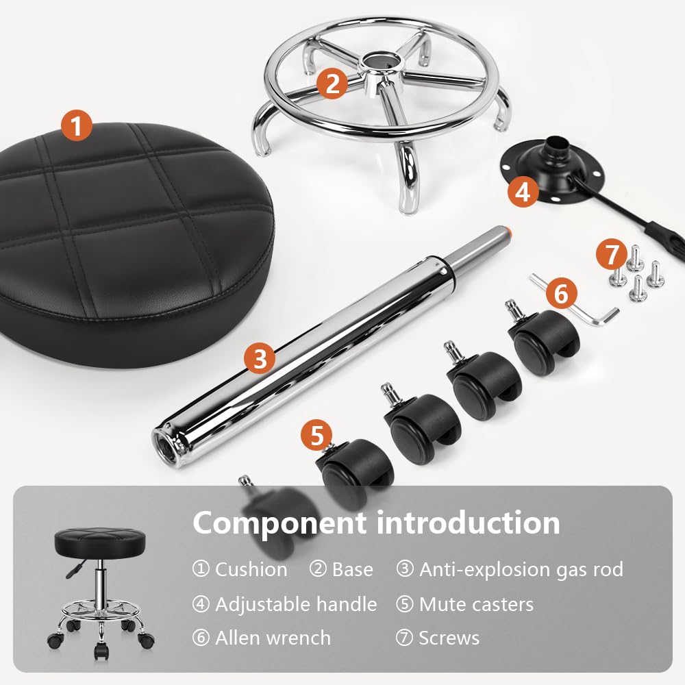 KKTONER round rolling stool shown in an office environment for flexible seating.