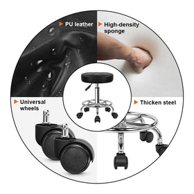 KKTONER round rolling stool wheels provide smooth mobility on various floors.