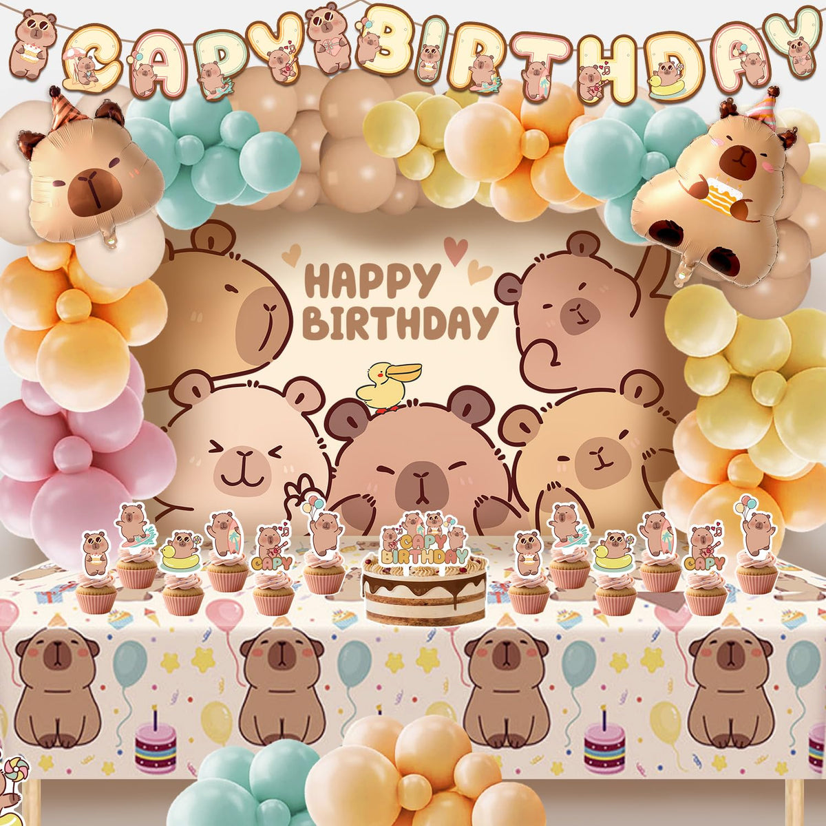 Klarvyius Capybara balloons garland kit for festive party decor and photos