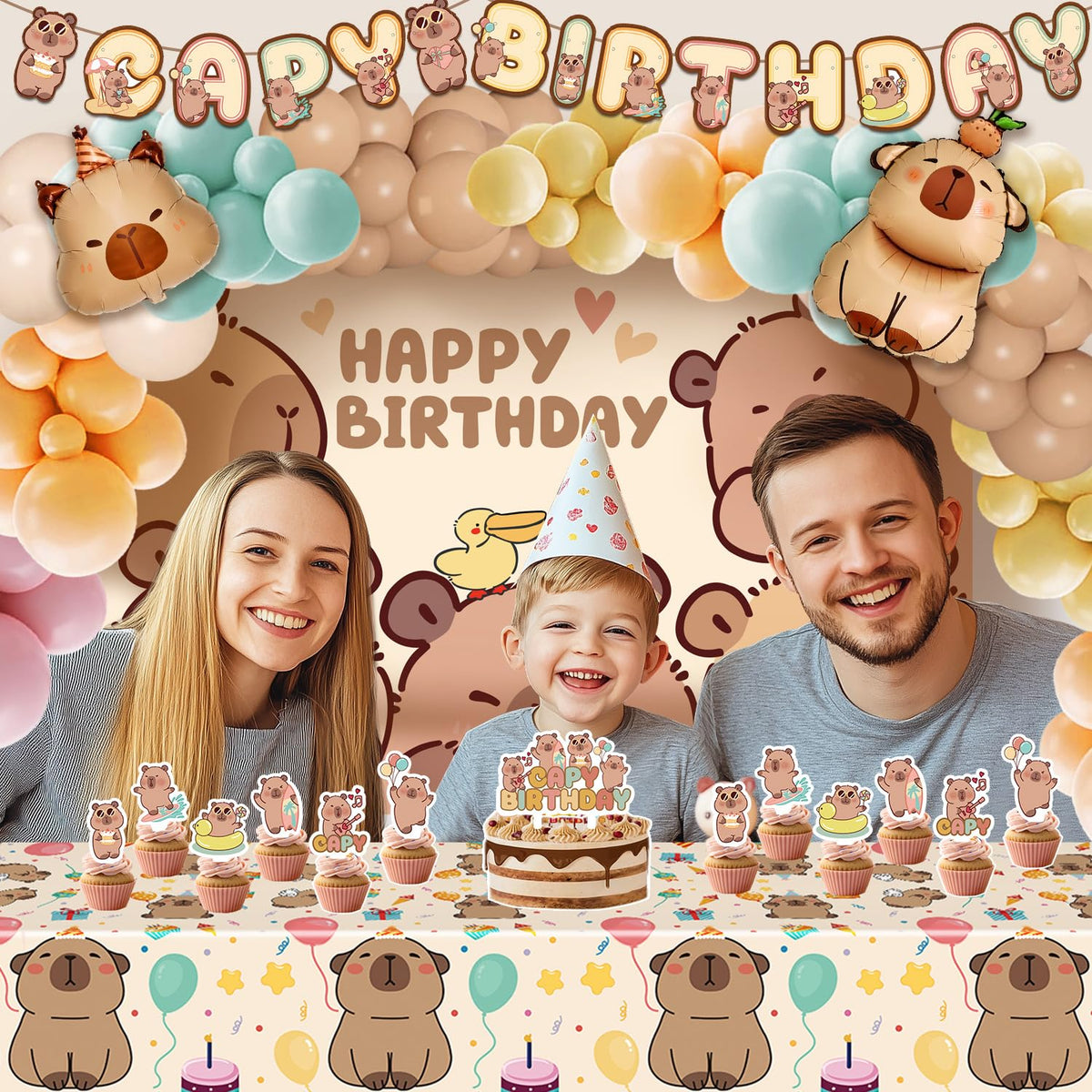Klarvyius Capybara birthday banner brightening the space