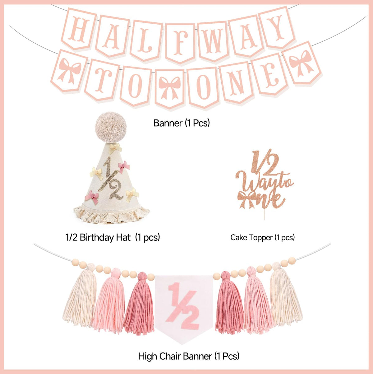 Klarvyius half birthday high chair banner creates a coordinated party display
