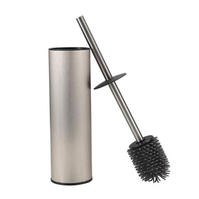KLDKLD toilet brush and holder in brushed nickel design for a tidy bathroom.