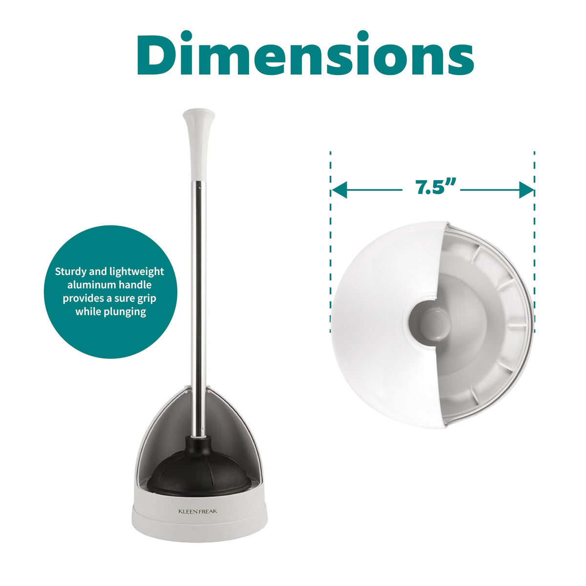 Kleen Freak Universal Plunger Caddy demonstrates compatibility and mess containment.