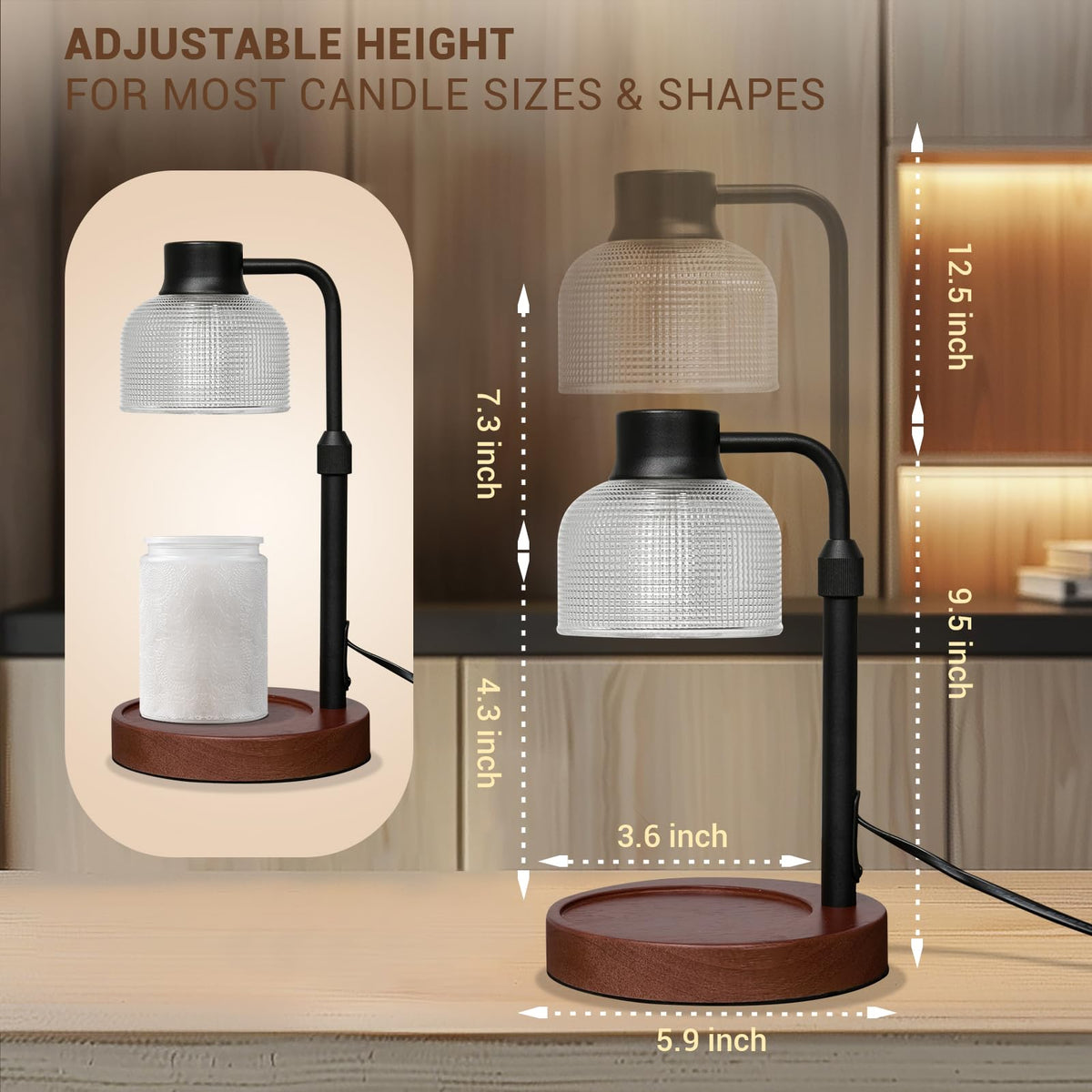 KLL Candle Warmer Lamp metal body provides sturdy, stylish form