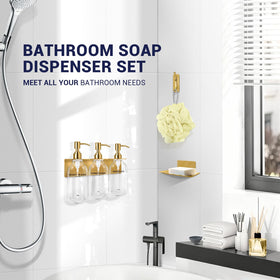 Full 7-piece set mounted on wall in bright bathroom.