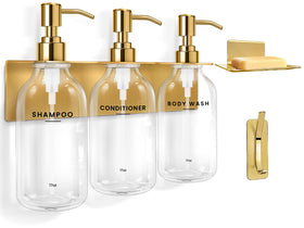 KLL shampoo dispenser set viewed from front for organized showers.