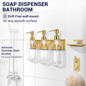 KLL wall-mount adhesive dispenser on tile wall for renter-friendly setup.