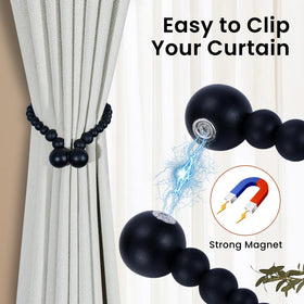 KLOGTSIND wood bead tiebacks offer easy no-drill installation for quick room refresh.