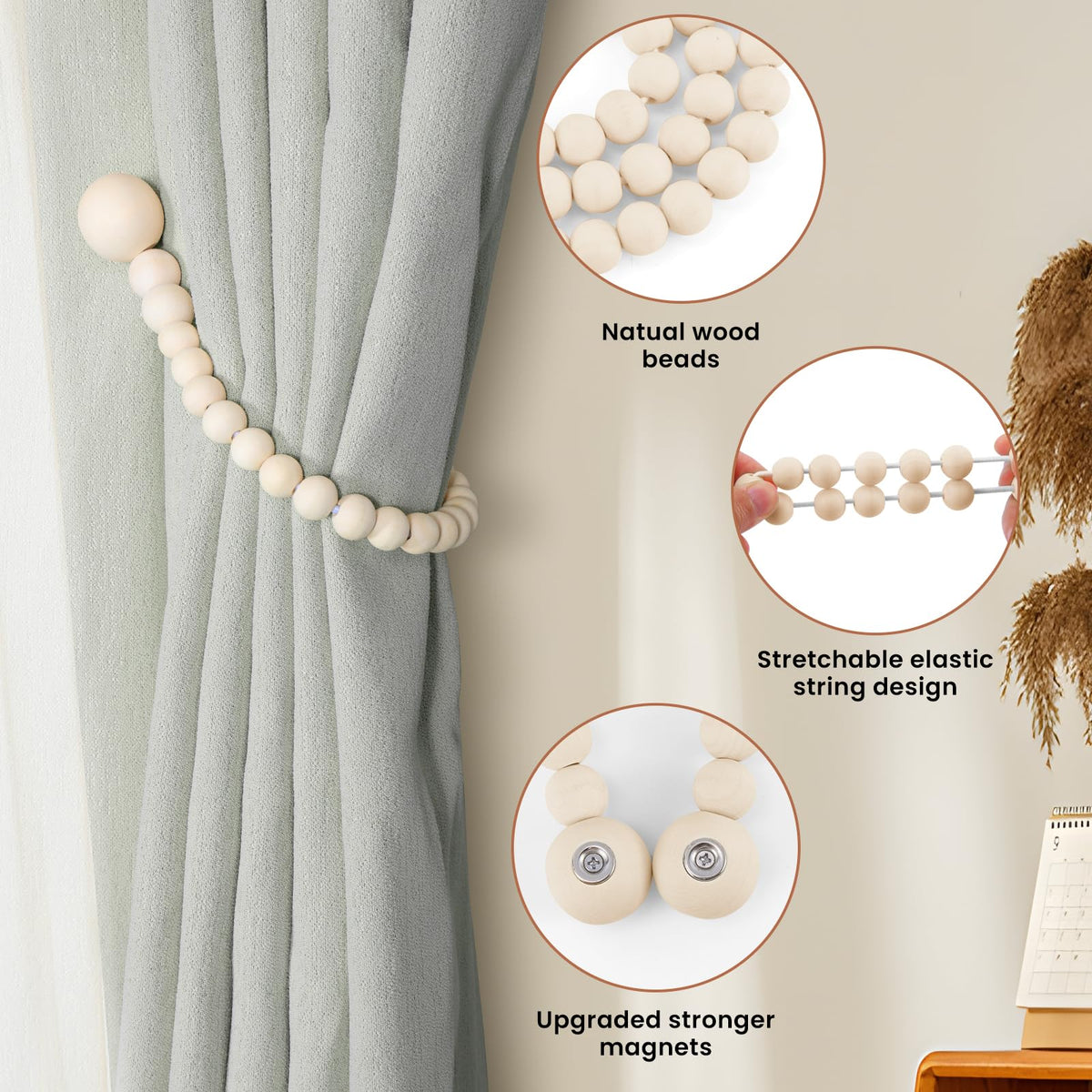 KLOGTSIND farmhouse-style curtain holdbacks illustrate versatile binding options.