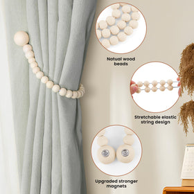KLOGTSIND farmhouse-style curtain holdbacks illustrate versatile binding options.