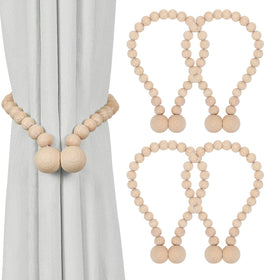 KLOGTSIND magnetic curtain tiebacks with wood beads secure curtains without drilling
