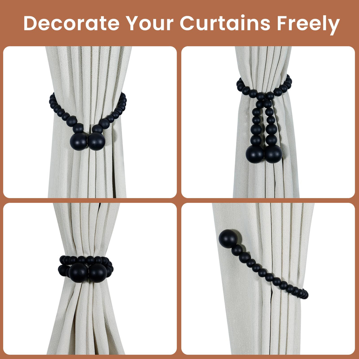 KLOGTSIND adjustable length tiebacks fit small sheers to heavy drapes.