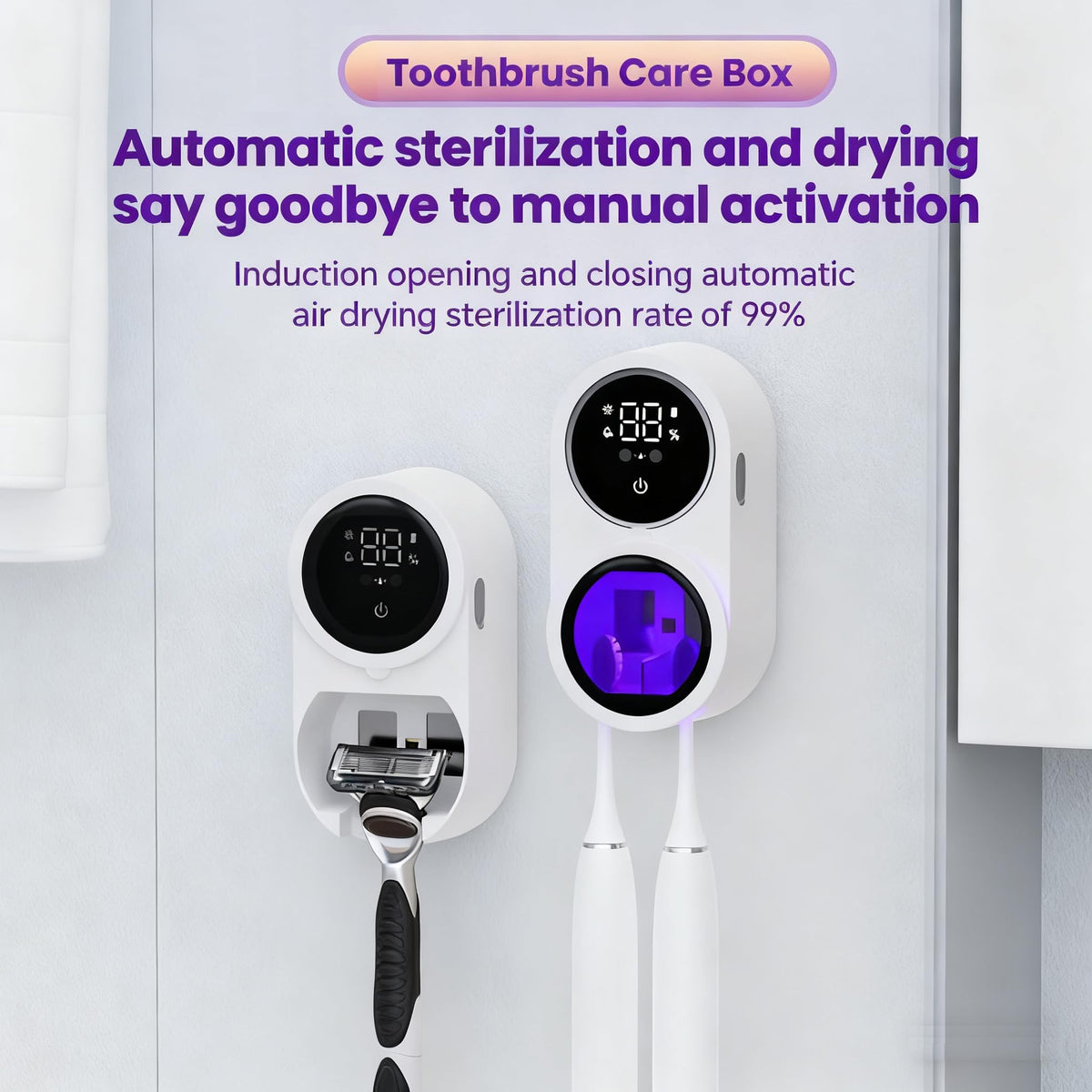 KLUEHOME UV toothbrush sanitizer holder 1800mAh battery for extended use.