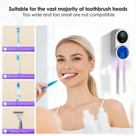 KLUEHOME UV toothbrush sanitizer holder wall-mounted for space-saving bathroom organization.