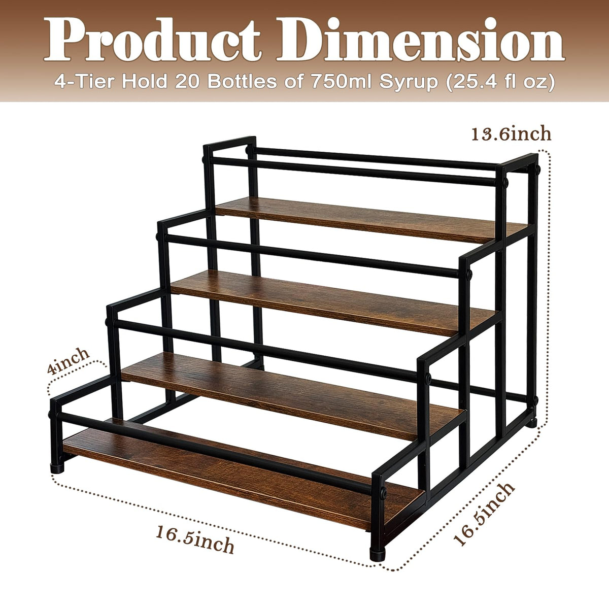 Klxuyuo syrup rack with matte black finish beside coffee mugs for style.
