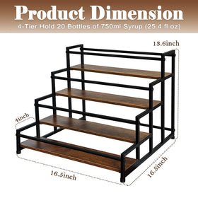 Klxuyuo syrup rack with matte black finish beside coffee mugs for style.