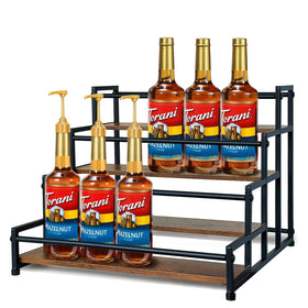 Klxuyuo sturdy metal frame holds syrups with reliable stability.